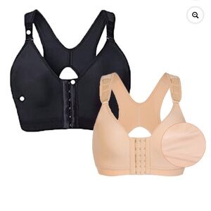 (2) Black/Nude Womens Post Surgical Bras